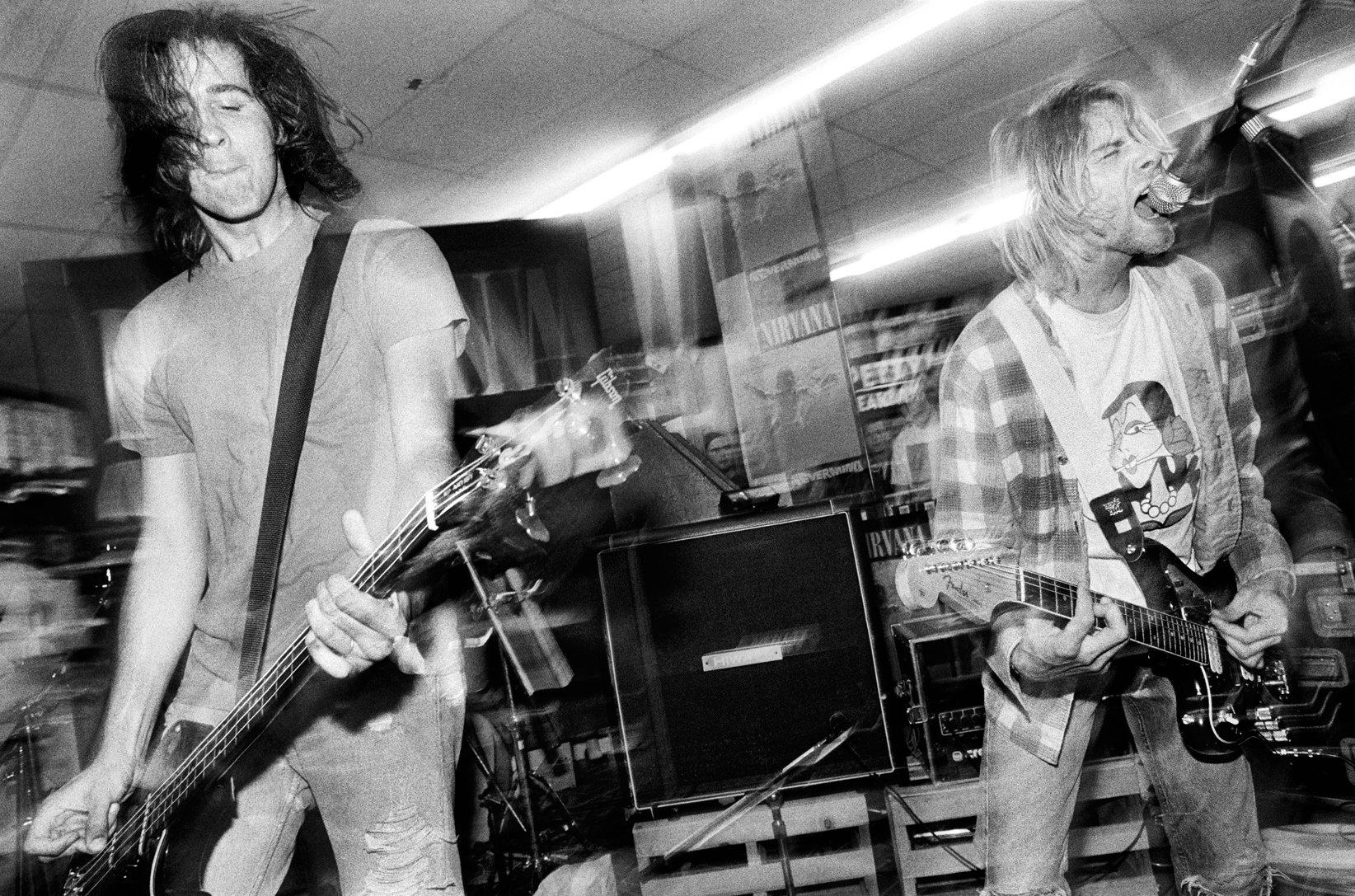 Krist Novoselic and Kurt Cobain in Seattle on September 16, 1991.